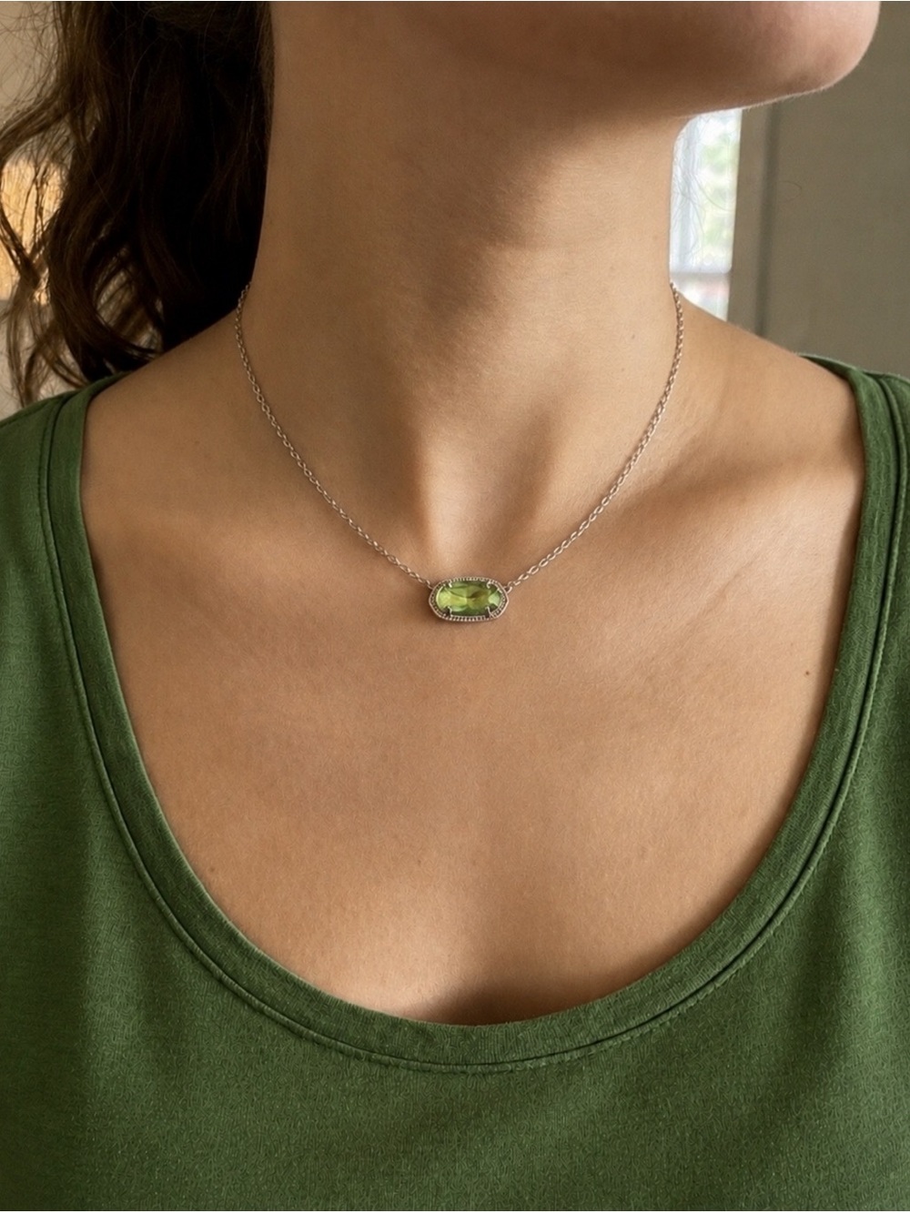 Kendra Scott Elisa 14k Gold Pendant Necklace Peridot Illusion August Birthstone